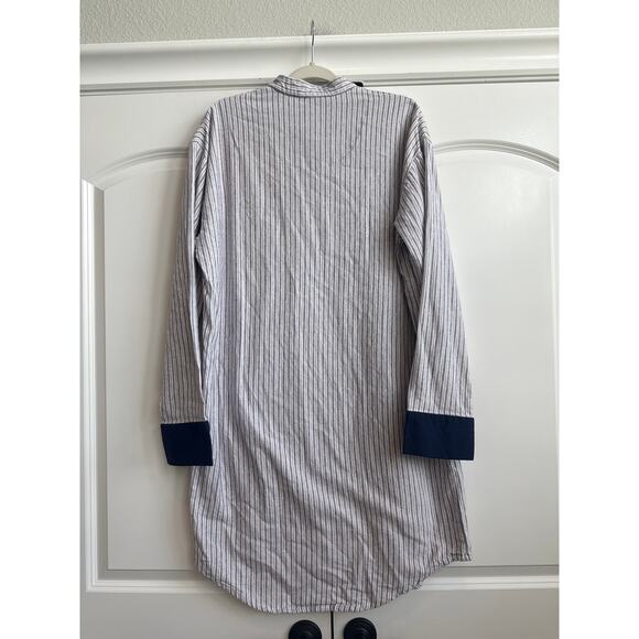 Lee Valley Ireland Men's Long Sleeve, Stripe, 100% Cotton Night Sleep Shirt - Picture 7 of 7